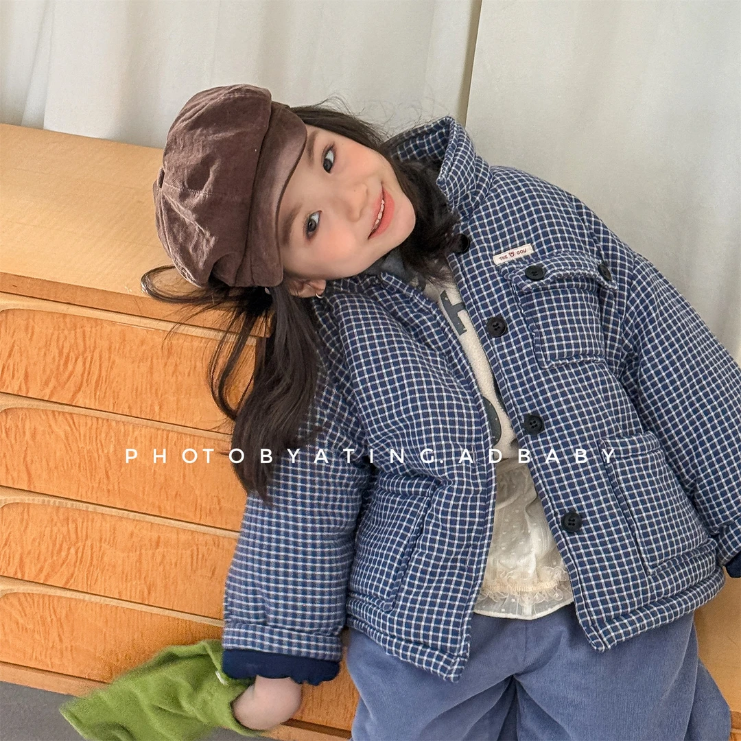 CoCoNut.韩国儿童冬装韩版面包服棉衣女童男童加绒外套棉服宝宝格