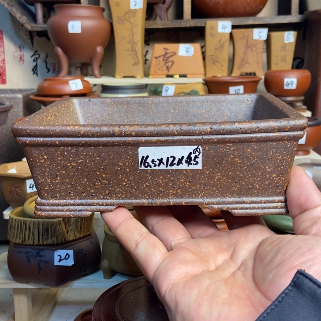 紫砂花盆内口经尺寸16.5×12×4.5