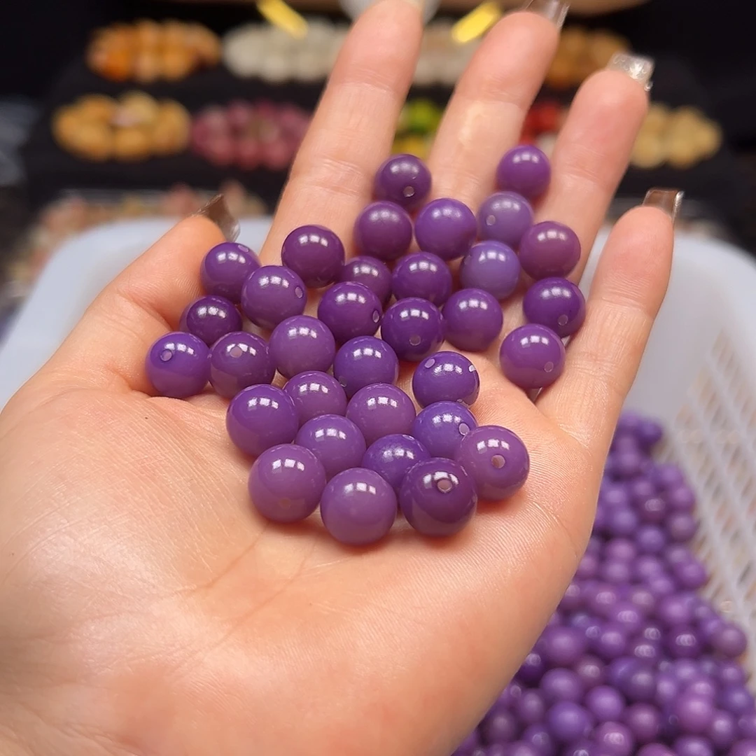 菩提根/象牙果手串微瑕紫圆大小混1000颗