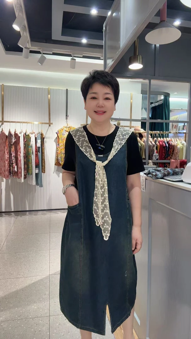 【娅姐专属】柔软牛仔大码短袖连衣裙682