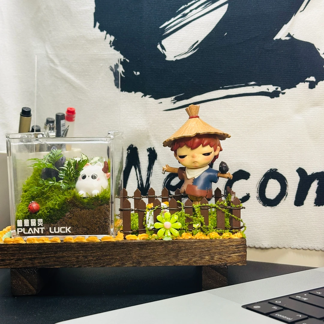 DIY正版潮玩网红轻奢苔藓水晶微景观桌面懒人绿植送礼摆件
