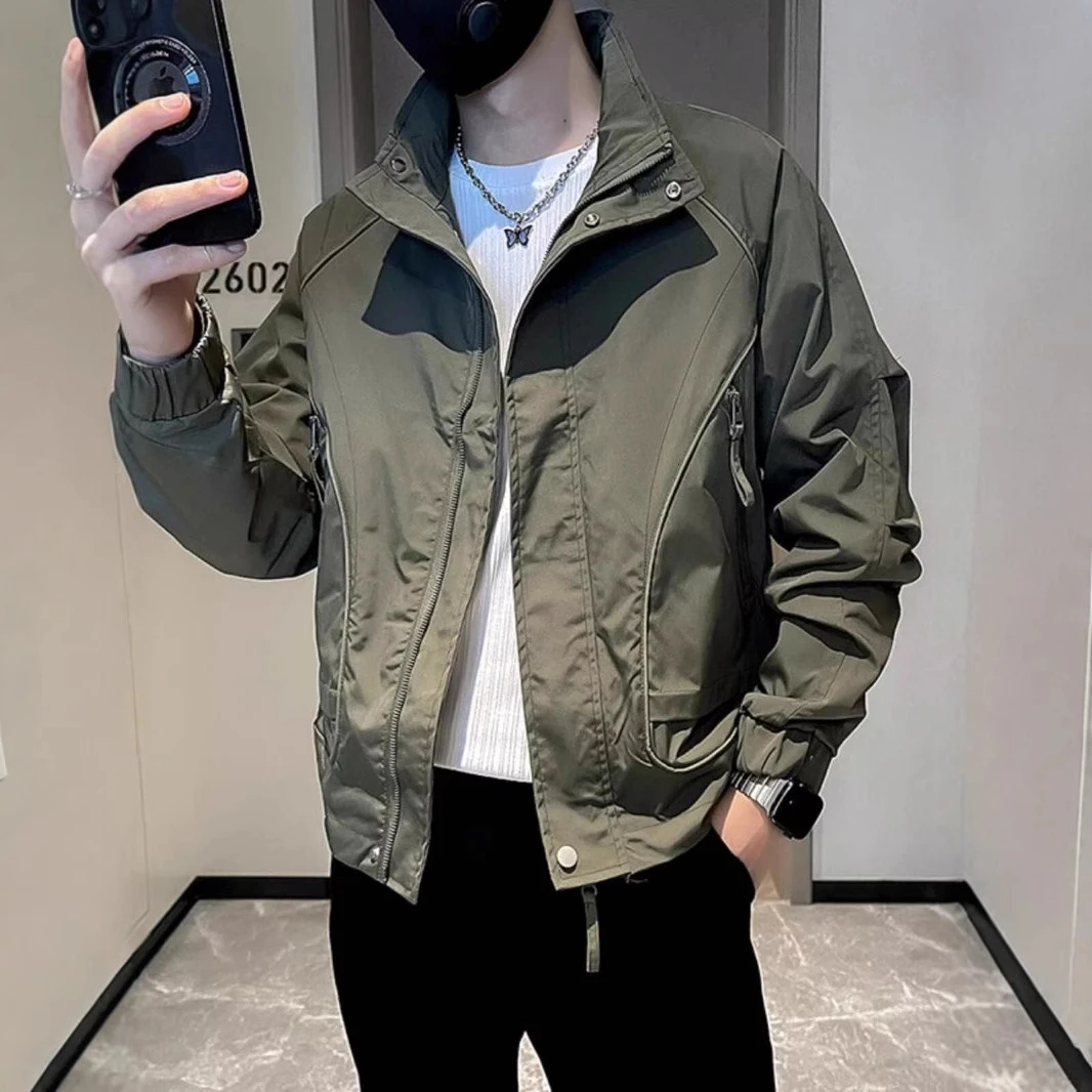 男士外套新款2025爆款潮牌工装立领夹克痞帅男装秋冬休闲卫衣男款