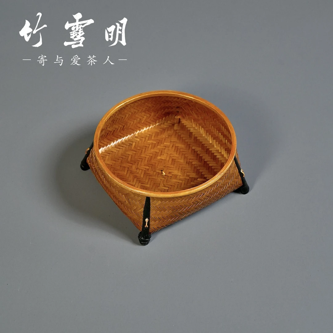 竹雪明|手工竹编篮 小篓子果篮食点心收纳筐家用复古小竹篮茶点盘