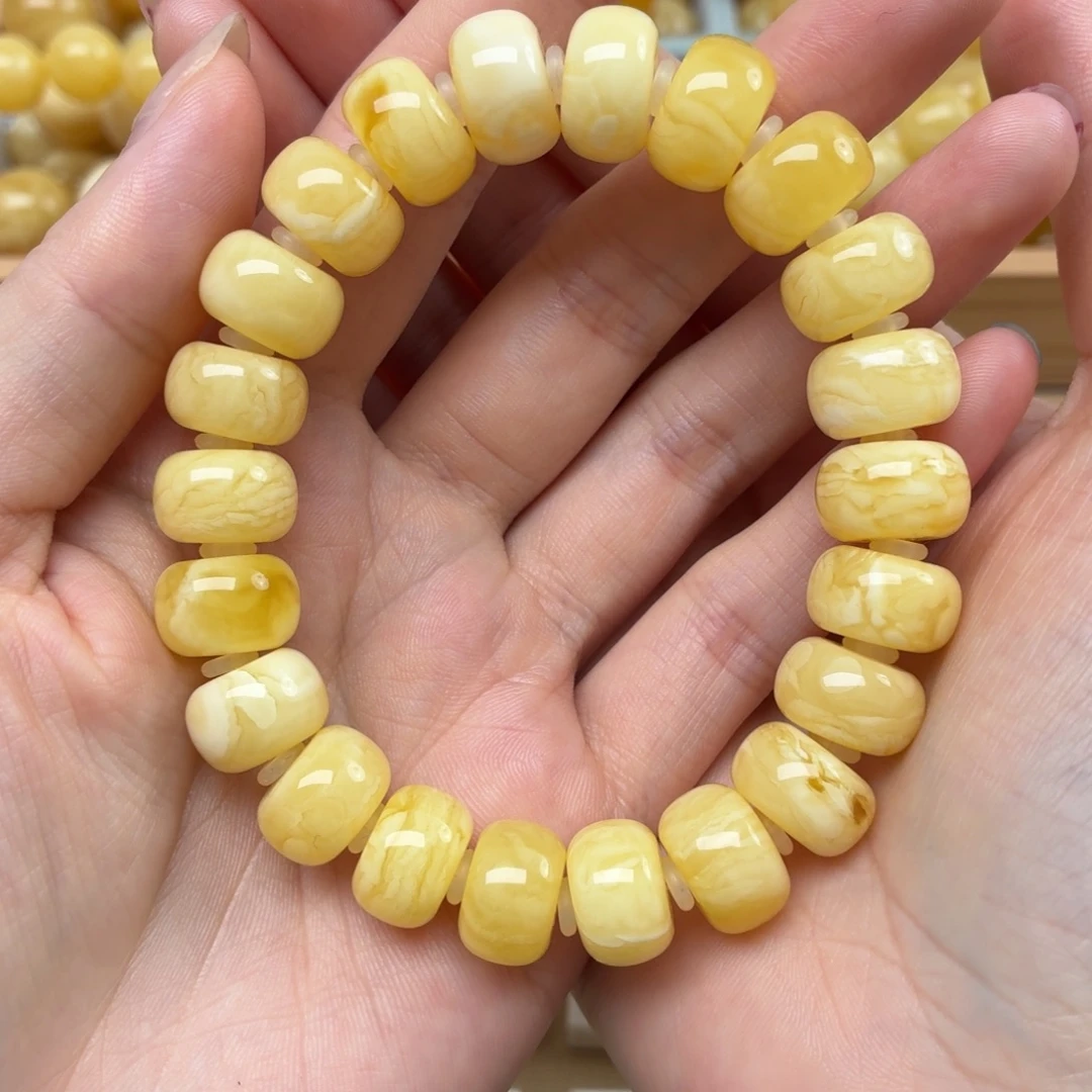 蜜蜡未镶嵌裸石蜜蜡墩子手串13+