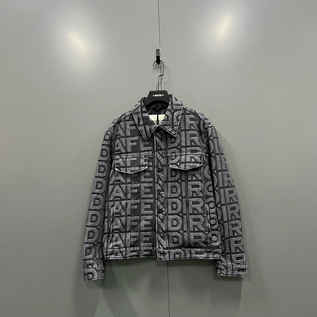 95新 FENDI/芬迪 字母logo提花牛仔外套 50码/bc009205