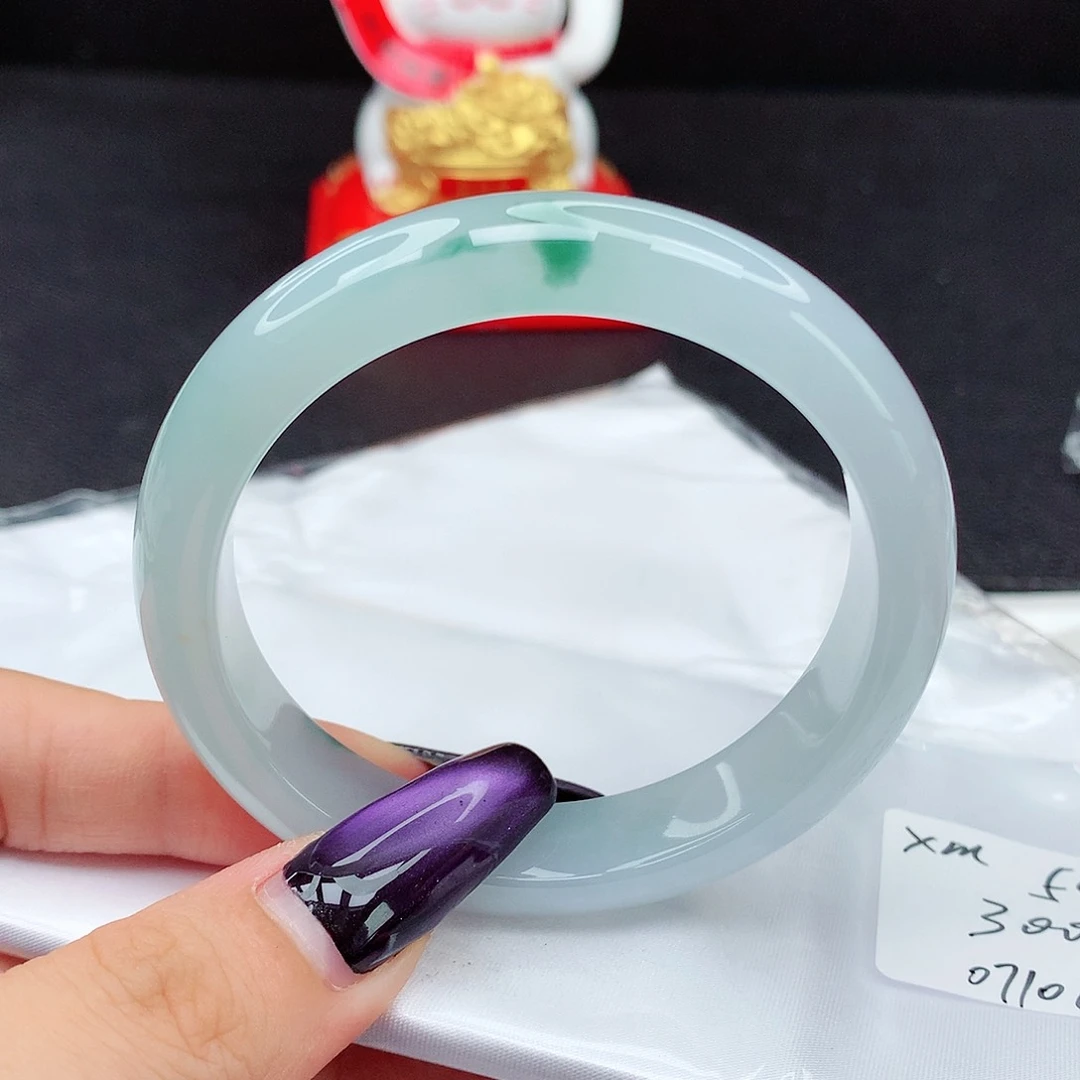 未镶嵌手镯翡翠翡翠54.5蓝冰胶润飘蓝花正圈