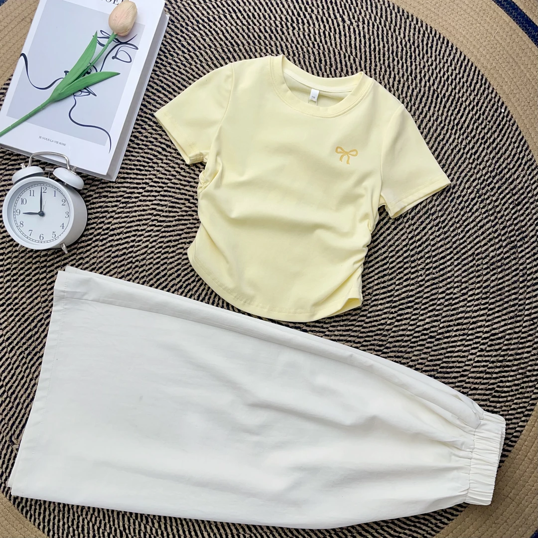 IEF【爱依服童装】2025夏季新款韩版简约休闲女童百搭阔腿裤流光风