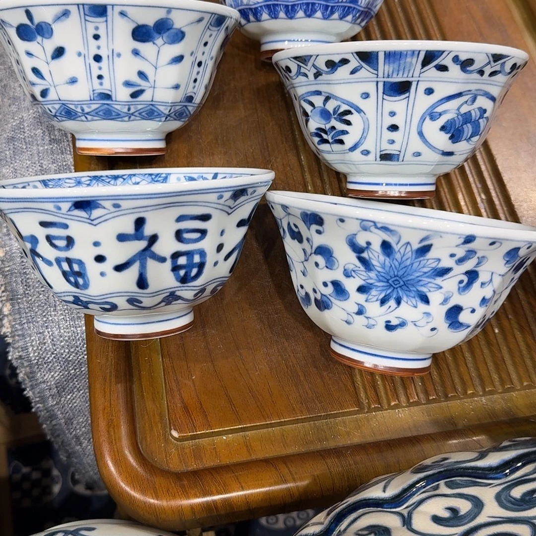 美***共瓷蓝凛堂釉下彩米饭碗5支装