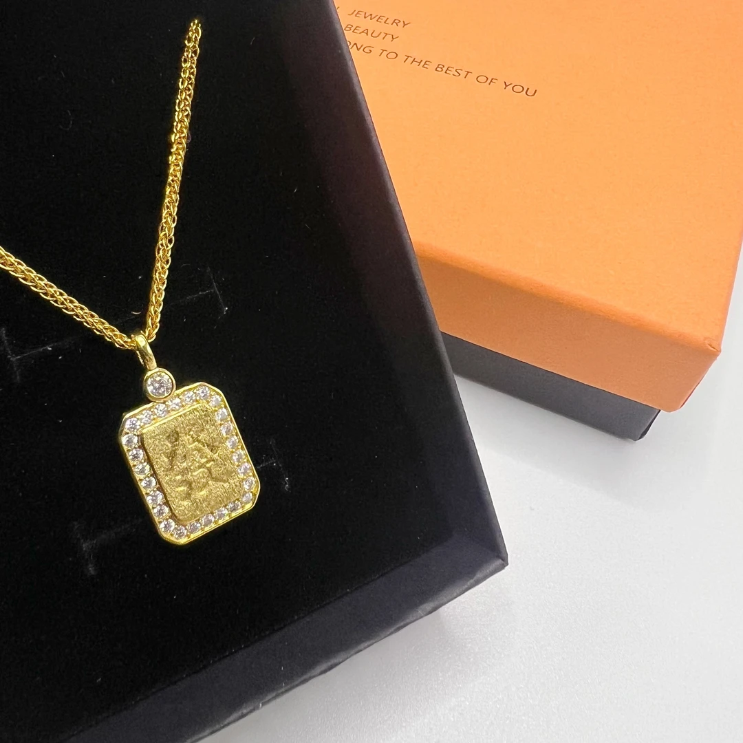 黄铜项链 发财女小众无事牌锁骨链生日礼物