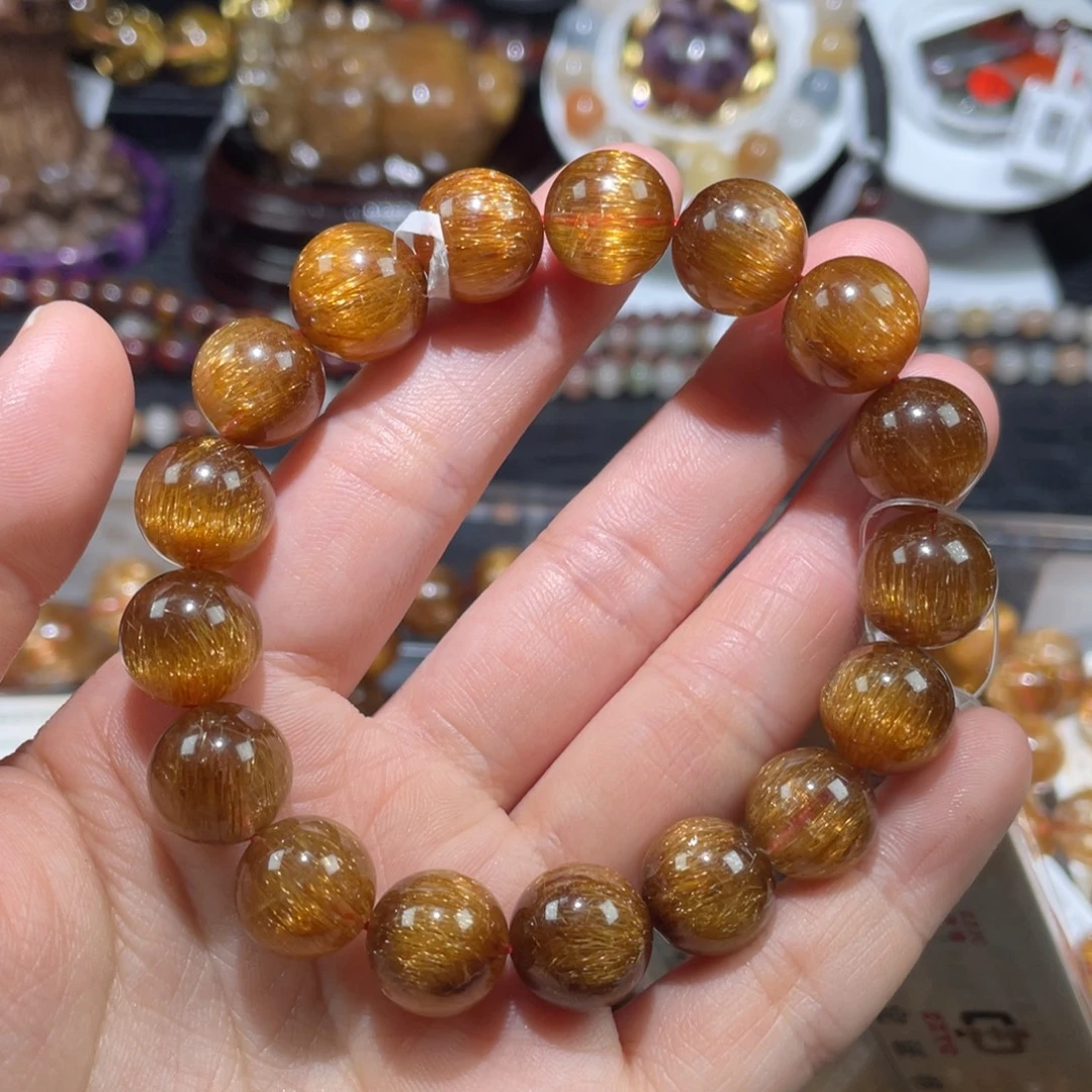 水晶未镶嵌手链12mm铜发晶手链单圈