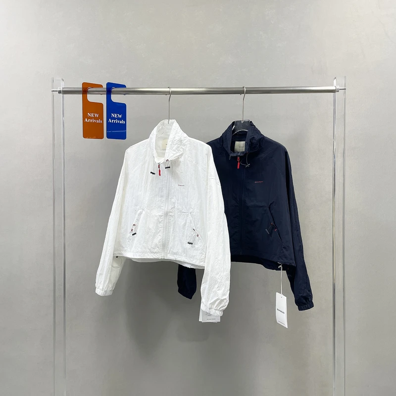 欧货夏季新款立领抽绳刺绣字母洋气简约时尚短款薄外套上衣82262