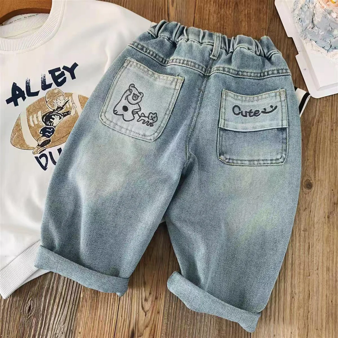 2025韩版秋季男童长裤B类春秋款儿童牛仔裤小童休闲宽松洋气童裤