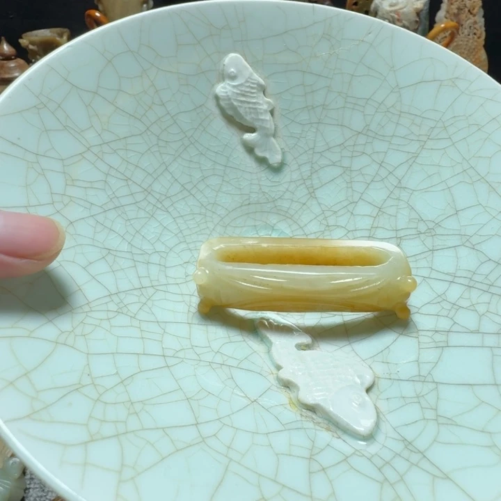 五***藏瓷片双鱼青瓷开片大碗