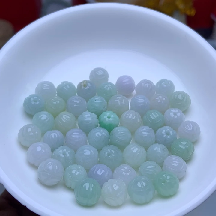 未镶嵌手链翡翠卡8.7紫绿莲花22个