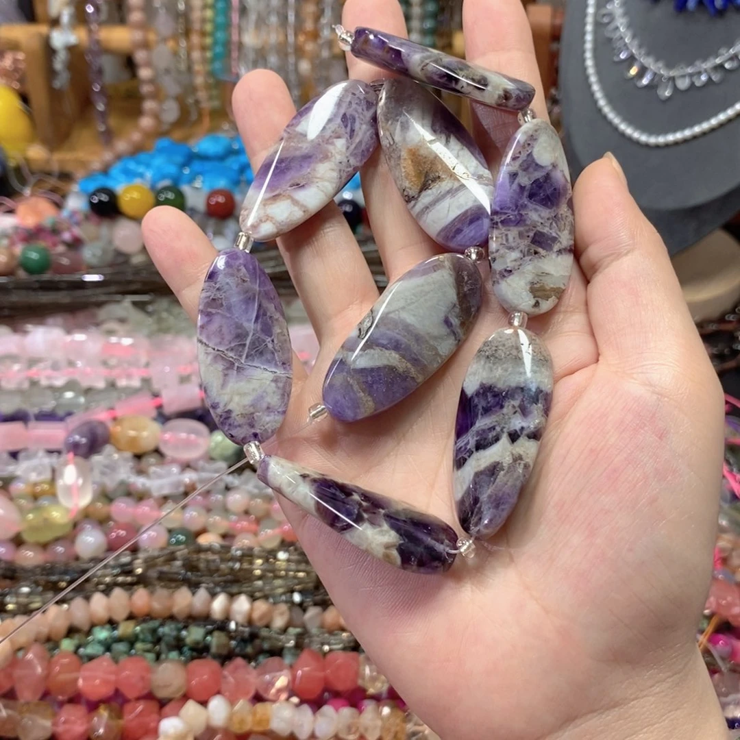玛瑙/玉髓合金珠宝半成品紫幽灵一条