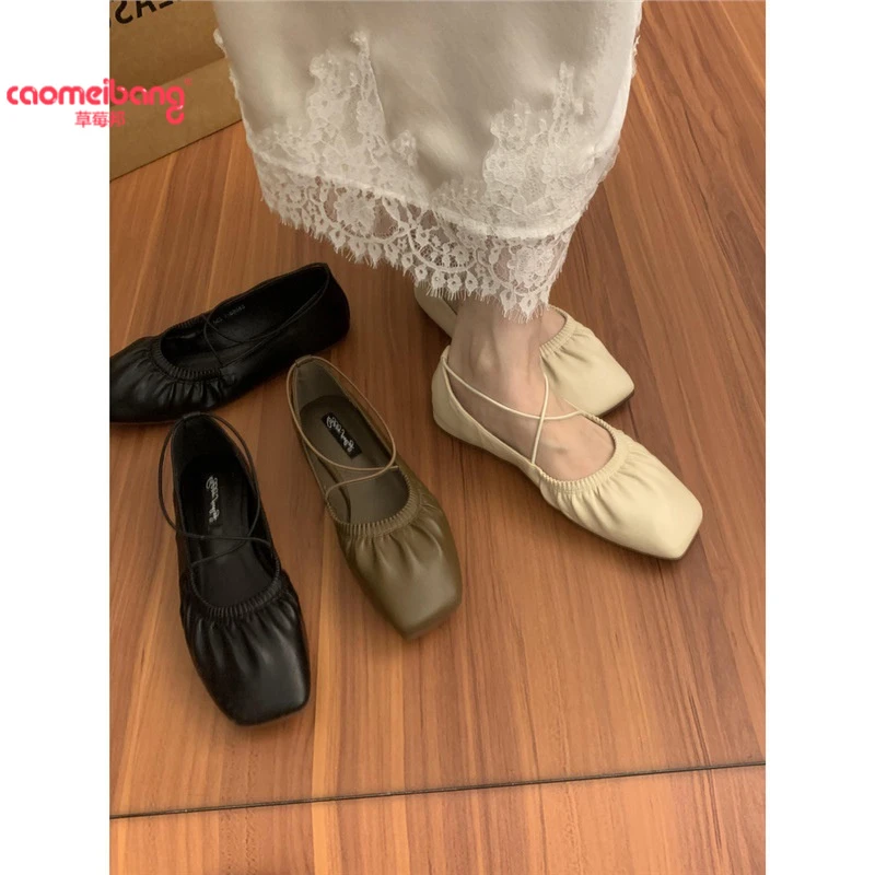百搭单鞋女鞋夏季复古软底时尚皮鞋乐福鞋豆豆鞋草莓邦女款韩版夏