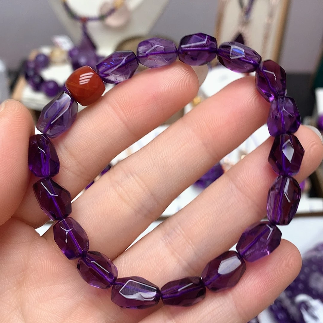 切面款手串乌拉圭未镶嵌紫晶