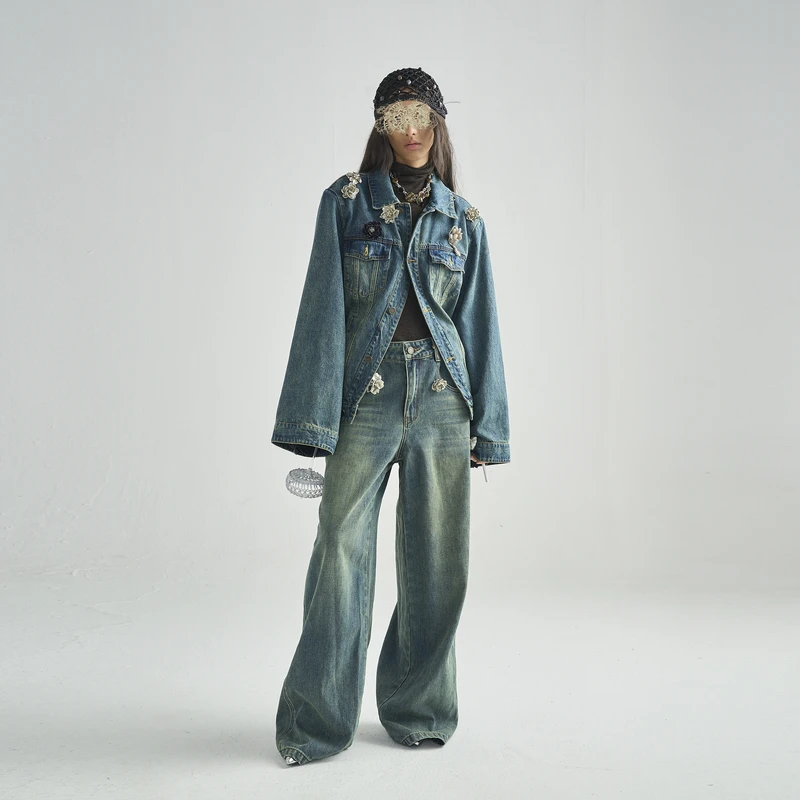 SHELLE ARTISTE手工立体花牛仔外套