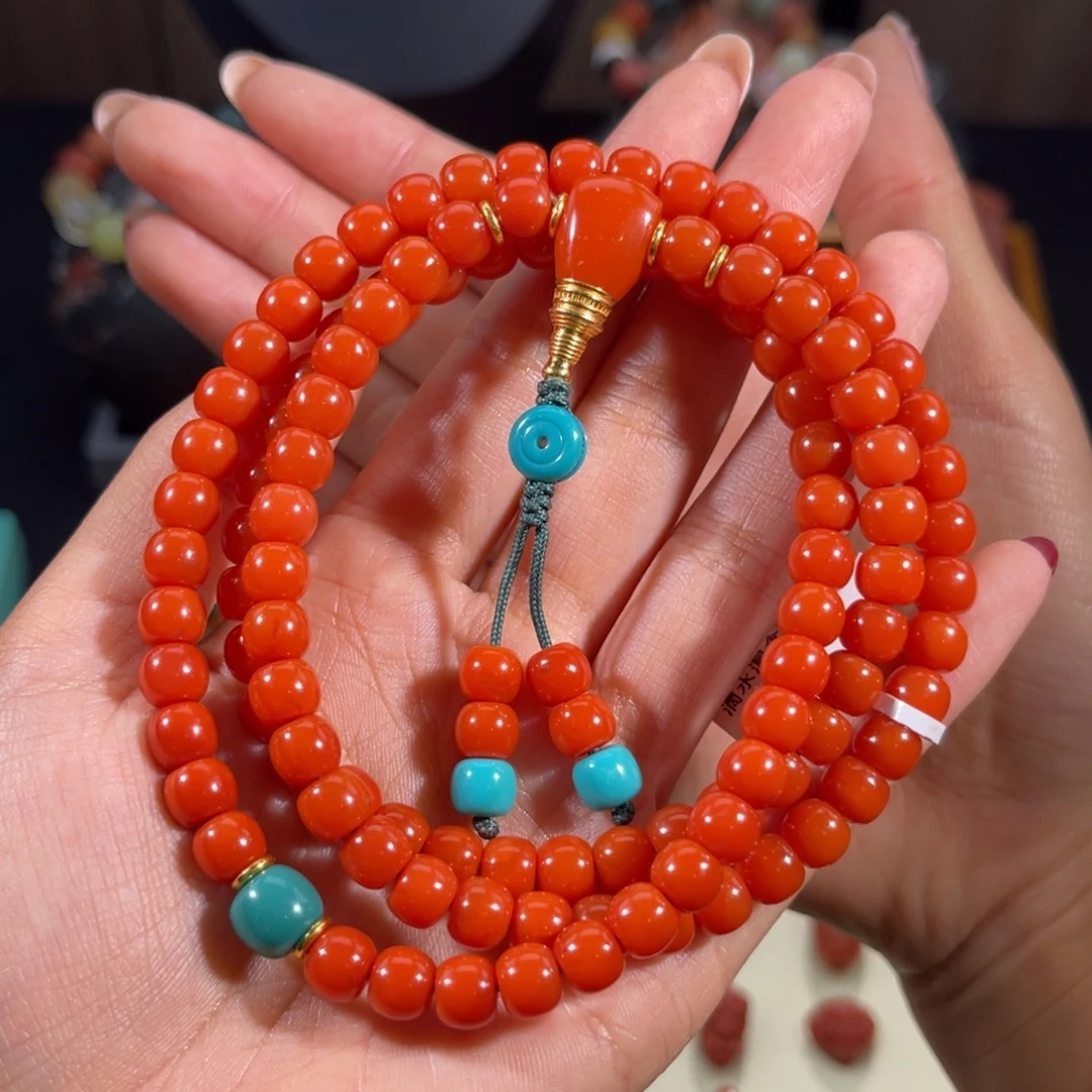 南红玛瑙未镶嵌老形108念珠串7mm