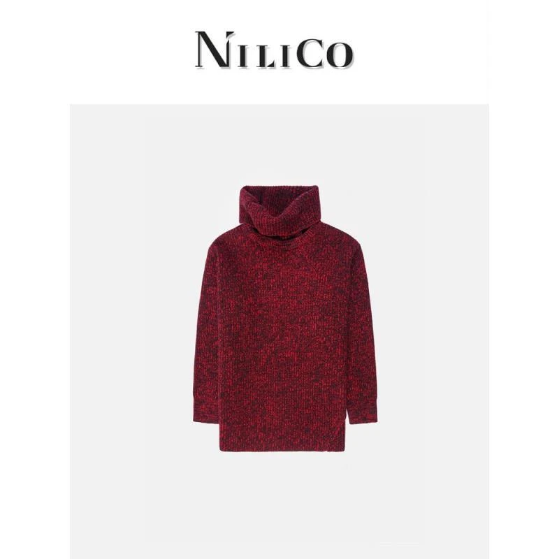 NILICO【暖光】100%超细全羊毛带脖套慵懒女款毛衣2024新款爆款洋气