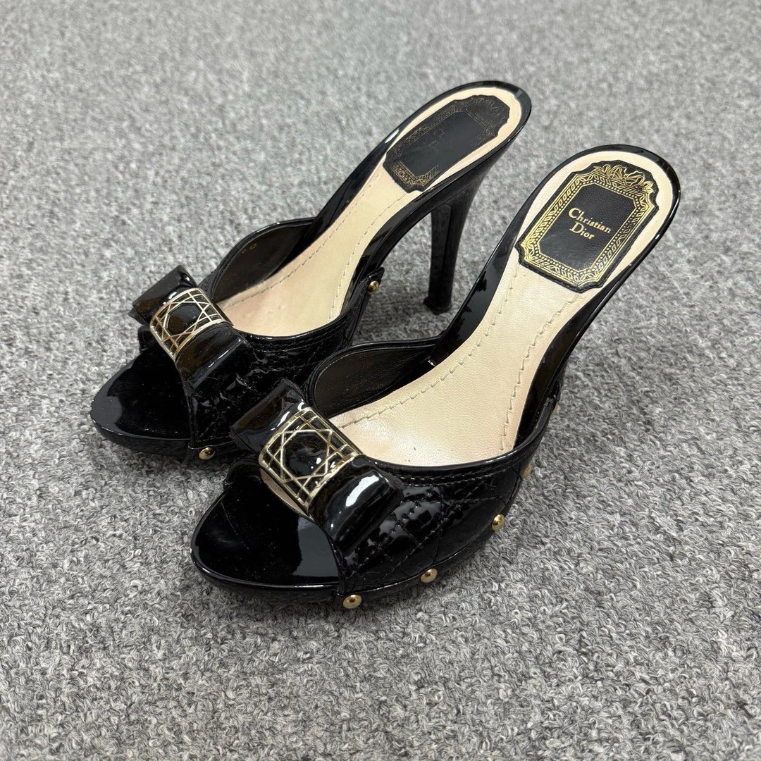 99新 DIOR/迪奥 15382054 Dior 迪奥 黑色高跟凉鞋拖鞋 36码