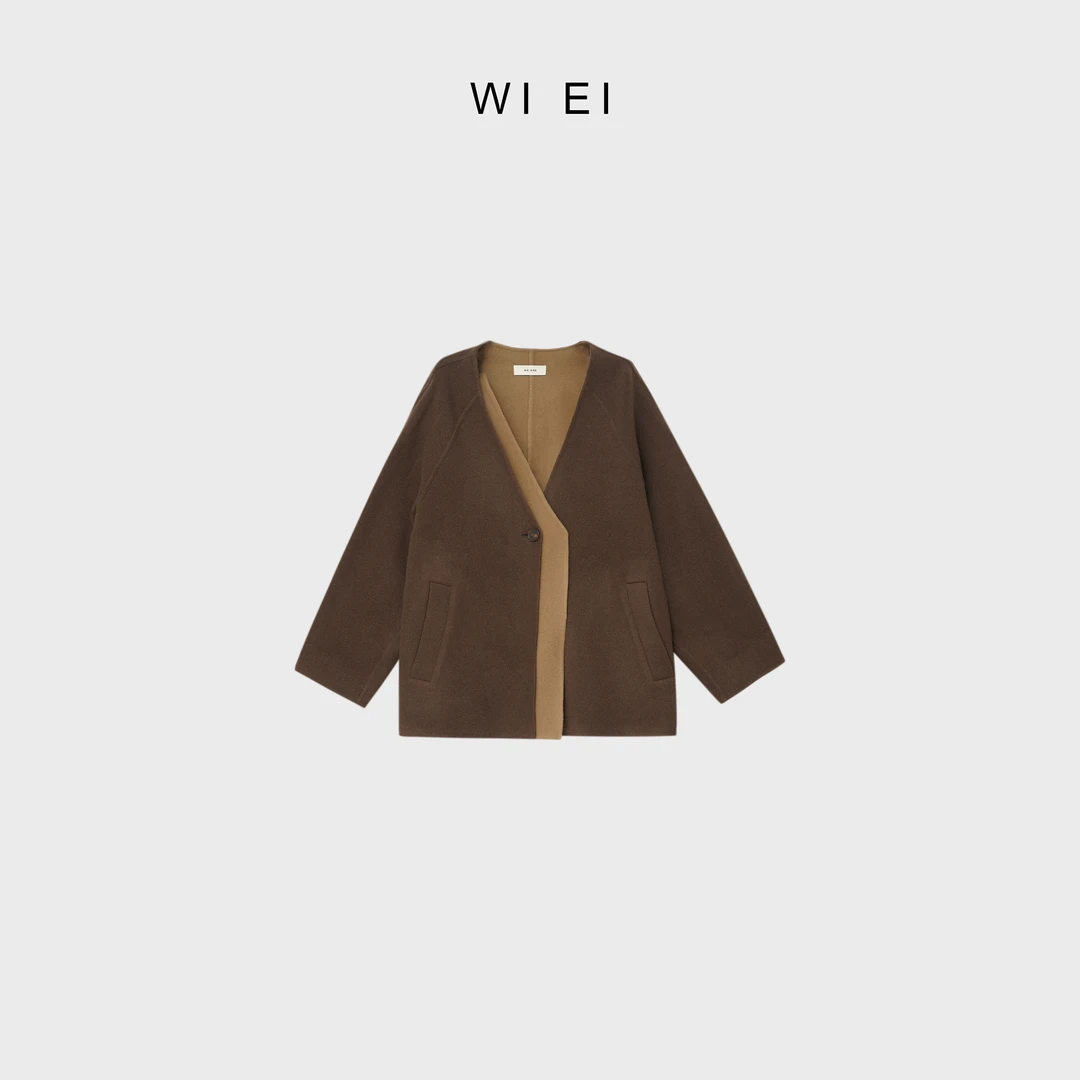 《WI EI》伯爵茶*双门襟 可拆卸 羊毛毛呢外套 23454