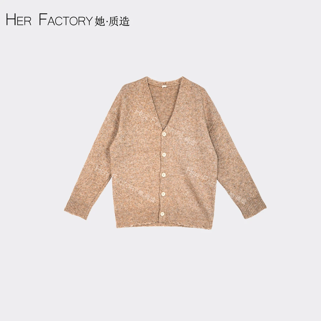 【深圳工厂直发】秋冬新款混纺抗起球文艺风针织开衫  YA52FM2447