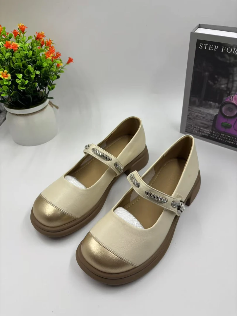 6-7009圆头尖头仙女百搭厚底纯欲甜妹风