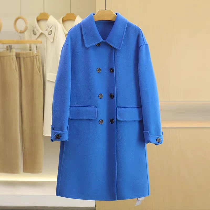 【柒悠】慵懒羊绒大衣长款毛呢外套