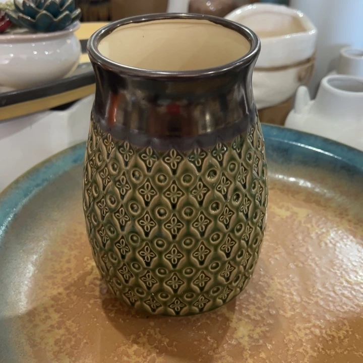 陶瓷花瓶摆件微瑕捡漏出高21口10