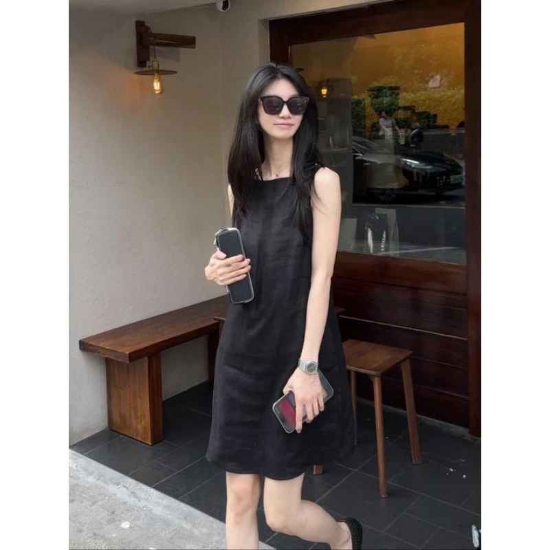 MARIE.COCO法式简约优雅气质黑色背心连衣裙女小个子时尚纯色短裙