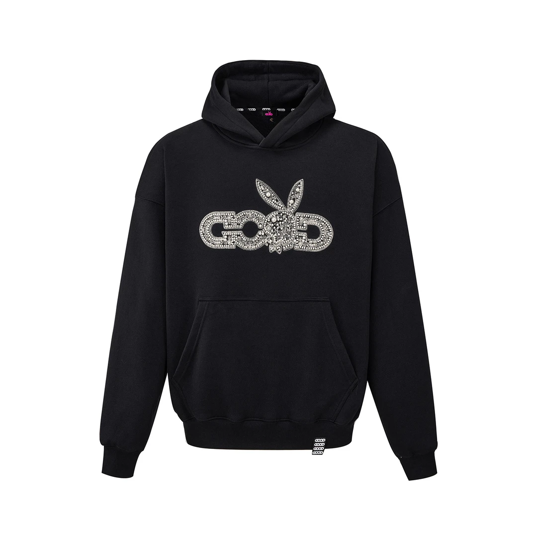 GB-GOODBRAND x PLAYBOY 25FW仿生珍珠绣基础款连帽卫衣 男女同款