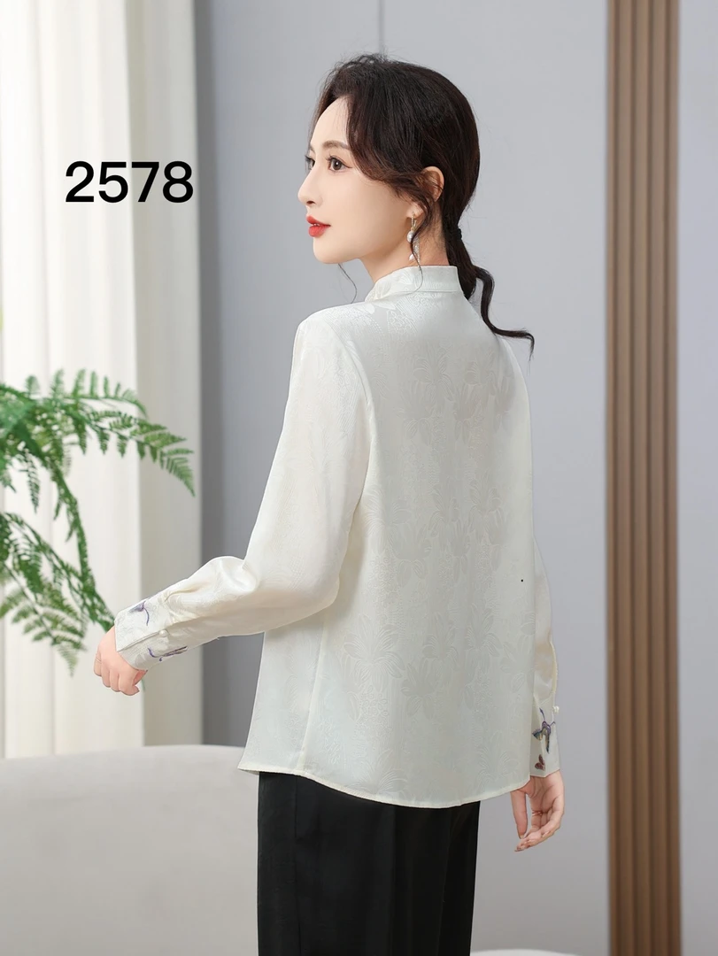 女士长袖立领衬衣2578