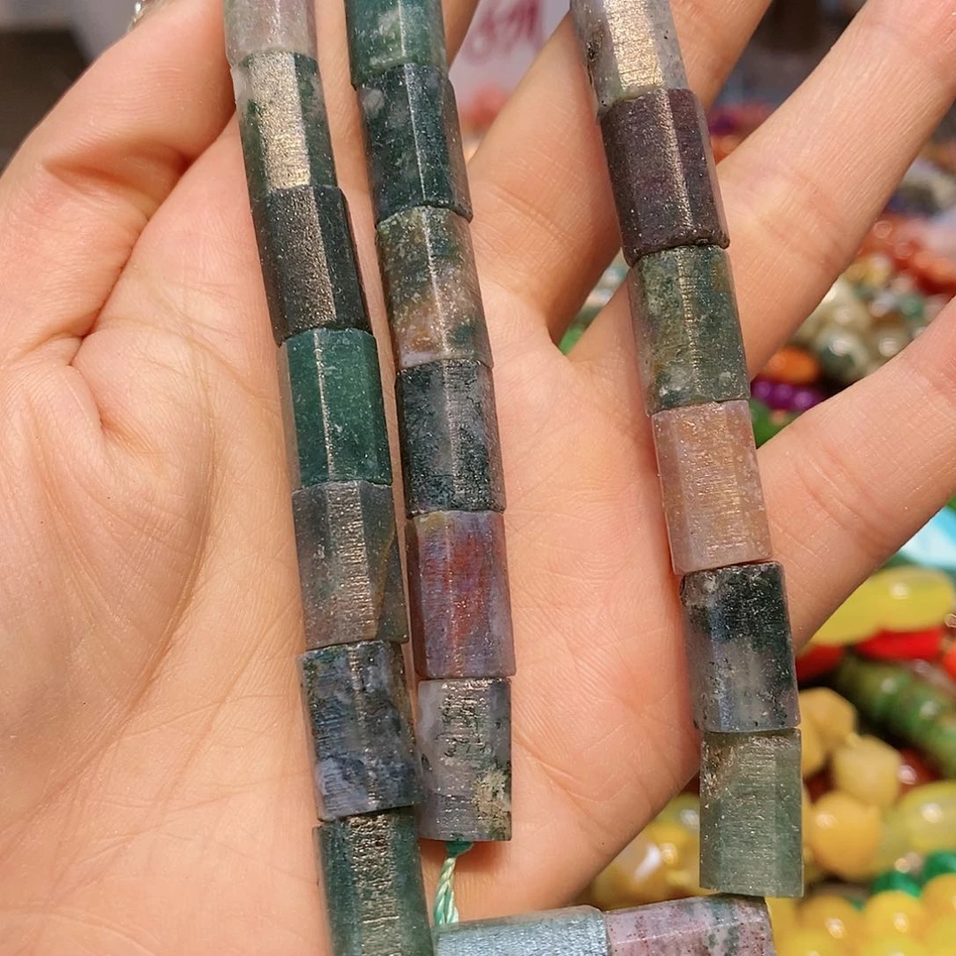 散珠玛瑙/玉髓水草玛瑙圆柱一条