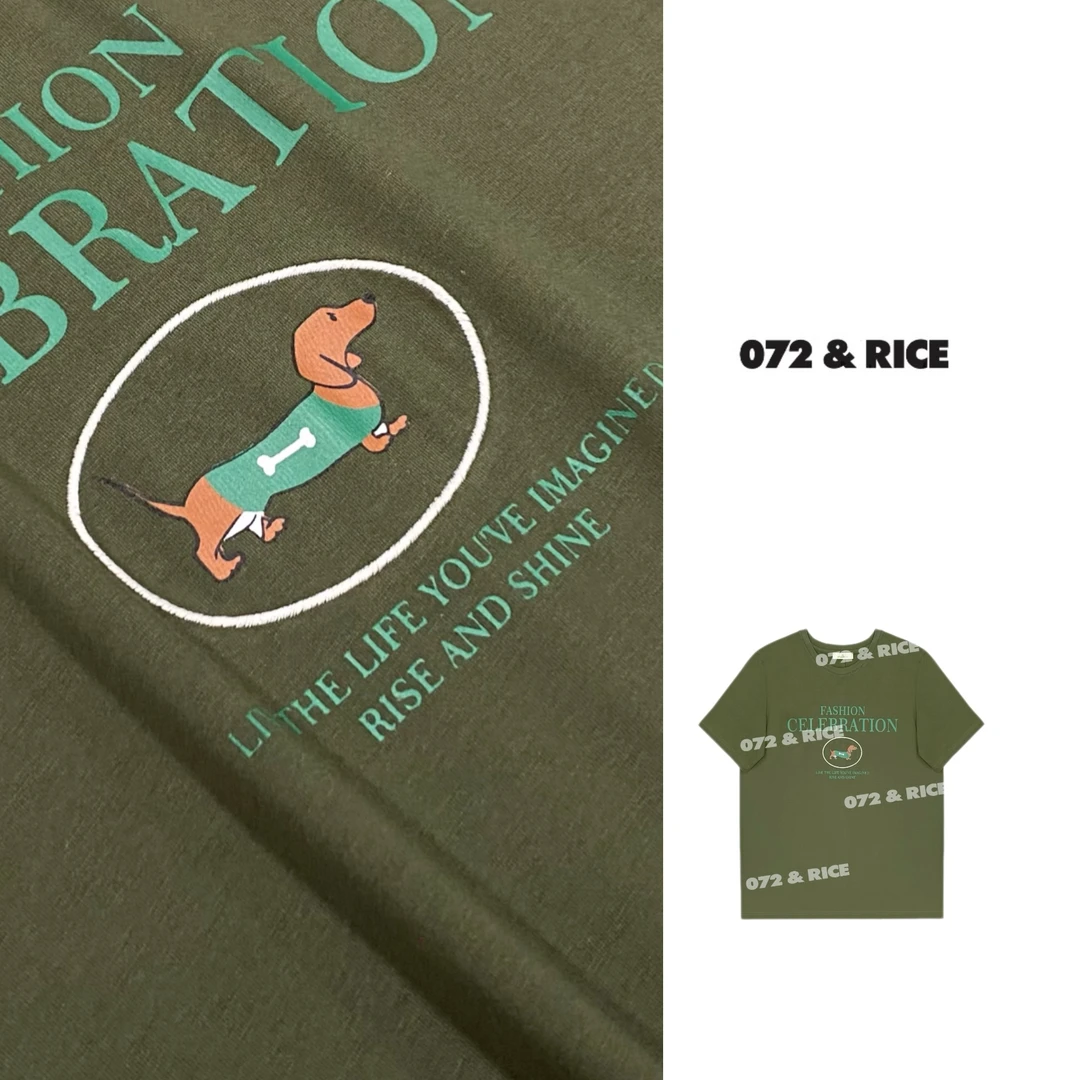 072 & RICE【芥末狗】100纯棉 夏季休闲圆领短袖T恤 32NB308Z*