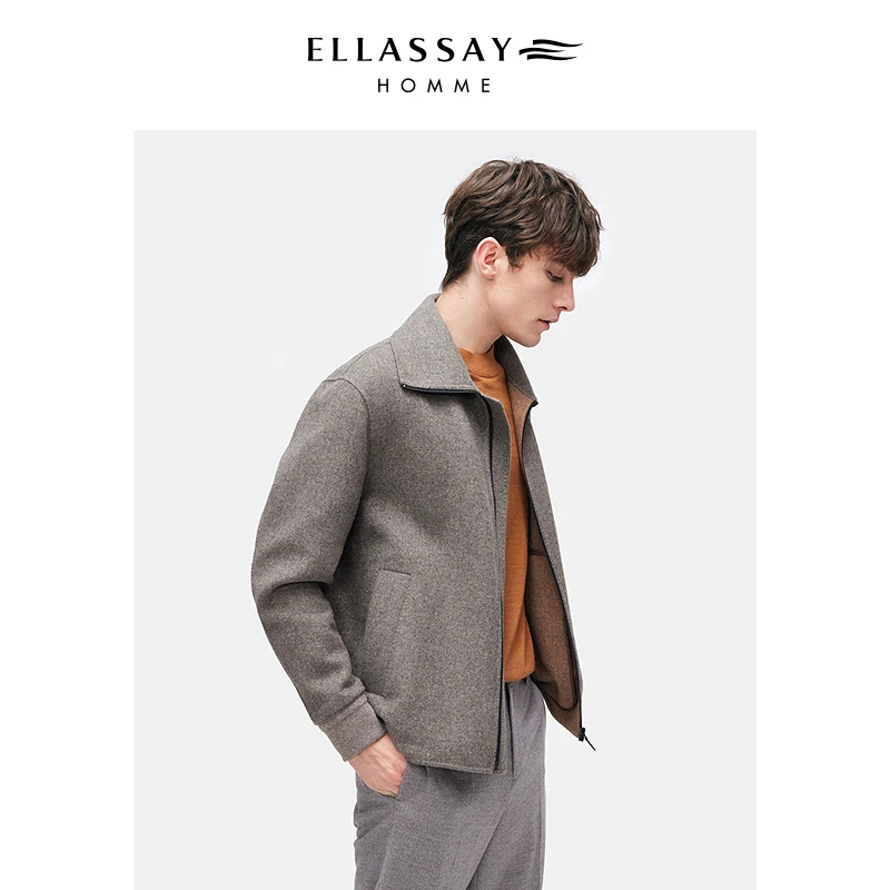 【康赛妮】ELLASSAY歌力思男装新款100%羊绒翻领夹克EME364W01800