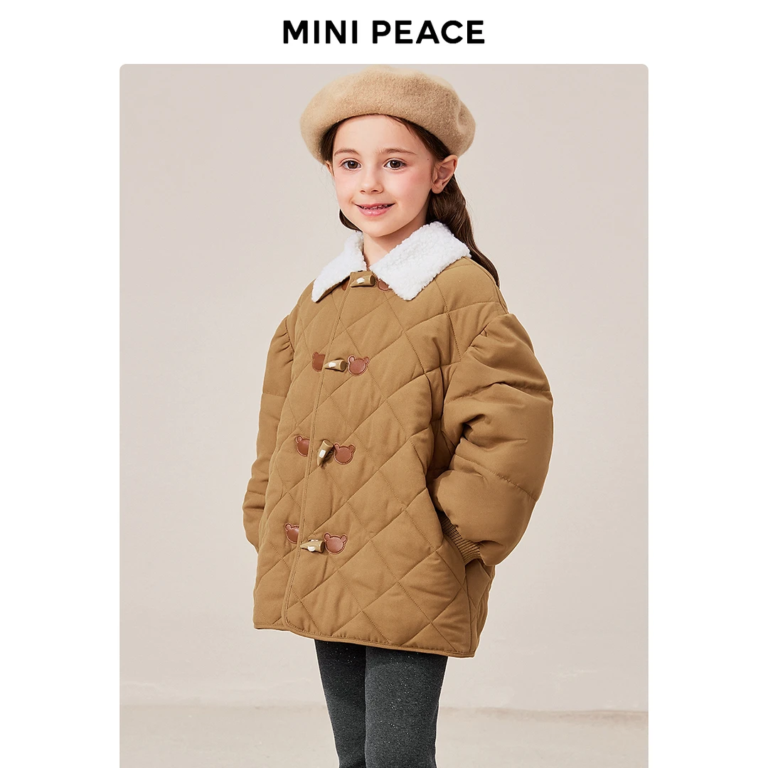 minipeace太平鸟童装女童外套儿童棉服棉衣宝宝棕色洋气秋冬装