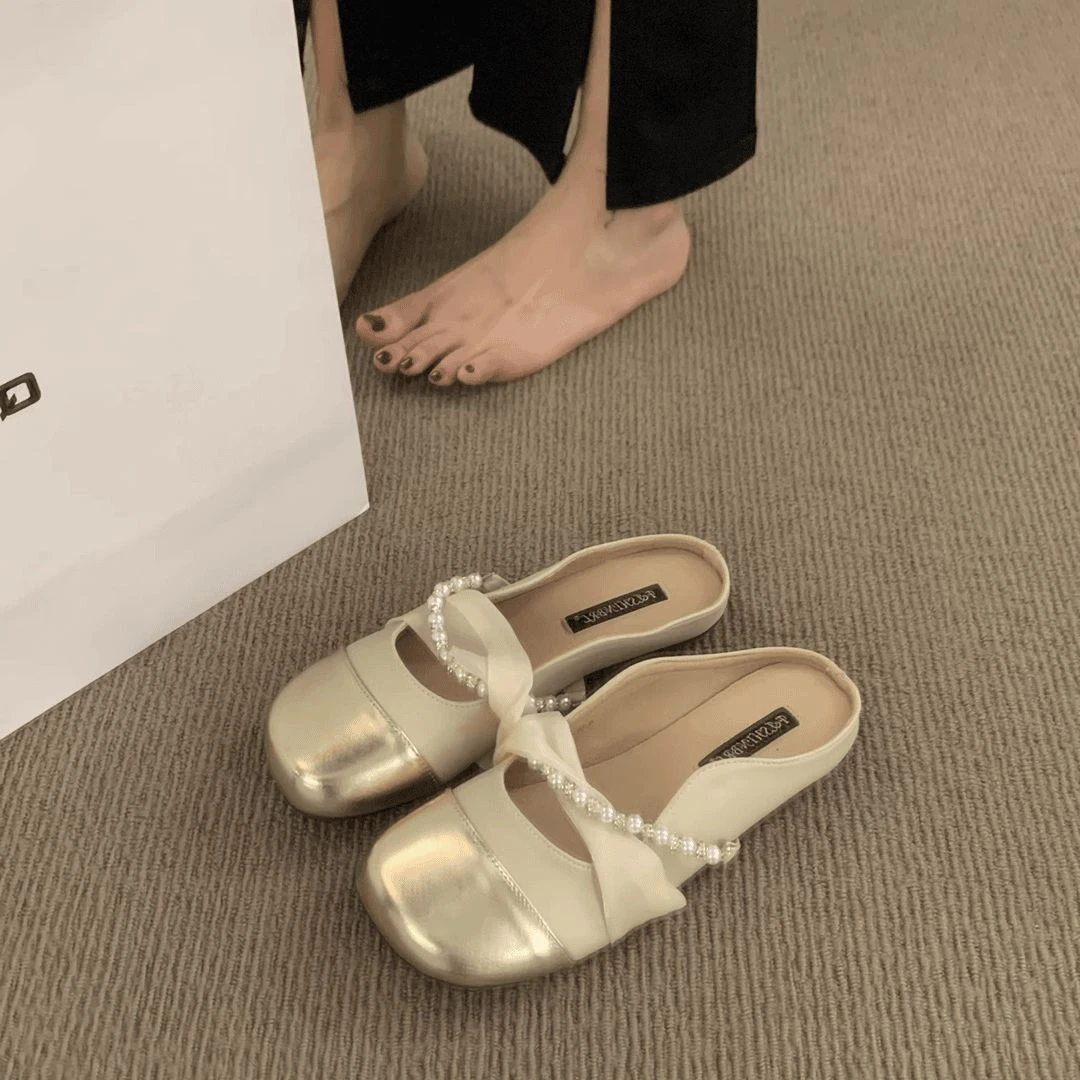 2025新款夏季法式平底小香风包头半拖鞋女鞋子外穿晚风玛丽珍单鞋