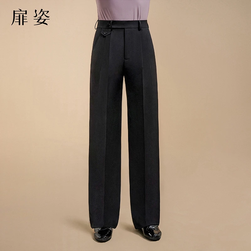 扉姿 男士摩登舞裤夏新款拉丁舞直筒西裤口袋跳舞裤子F6005