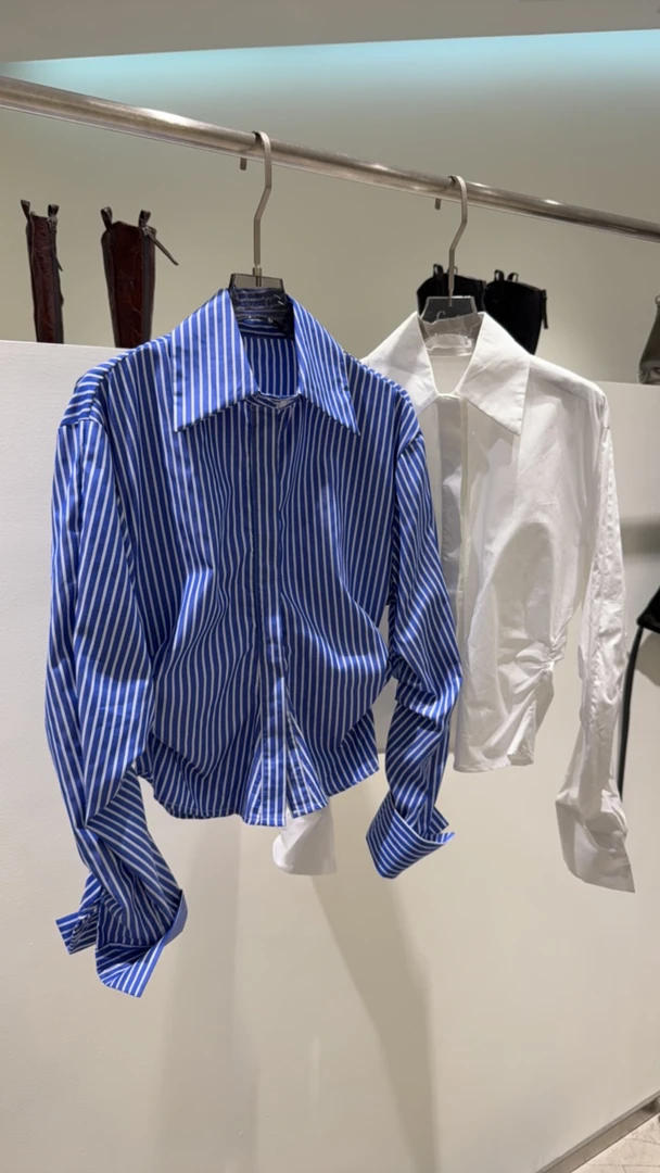 二美女装——衬衫设计感收腰显瘦上衣