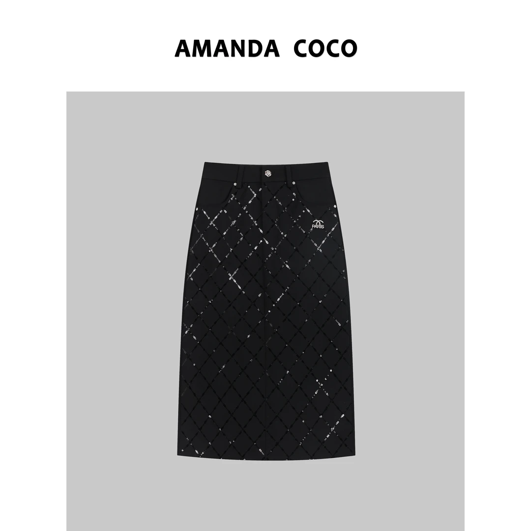AMANDACOCO 静静 | 设计师款~秋冬高定亮片气质显瘦半裙