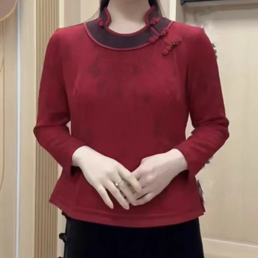 时尚中老年妈妈装刺绣民族风小衫春季上衣