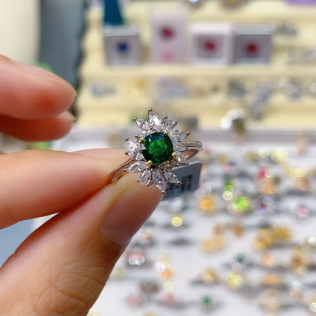 石榴石（沙弗莱）戒指银S925镶嵌