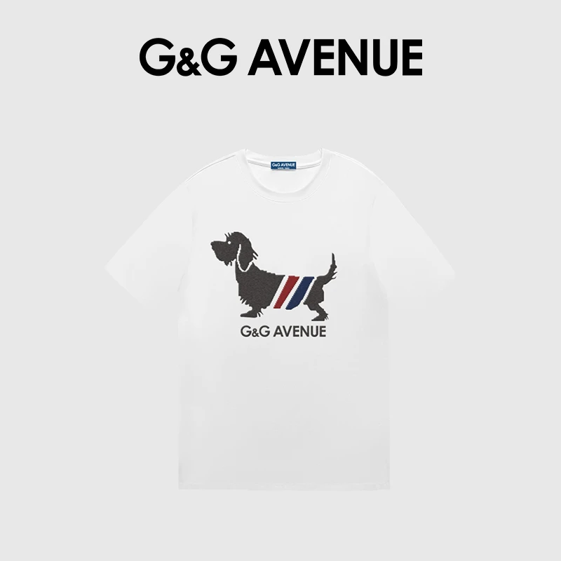 法国G&G AVENUE 夏季爆款重磅纯棉短袖T恤圆领休闲男女同款体恤
