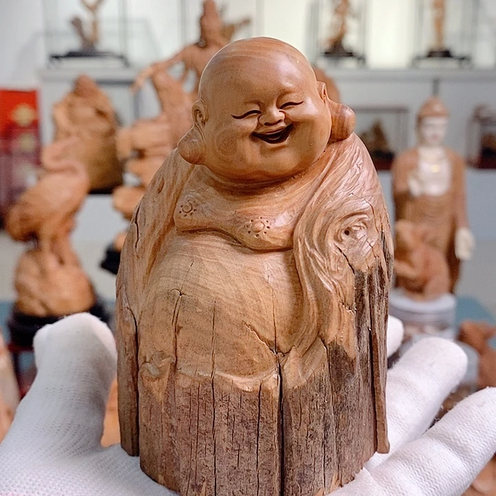 檀香木其他开心弥勒佛摆件