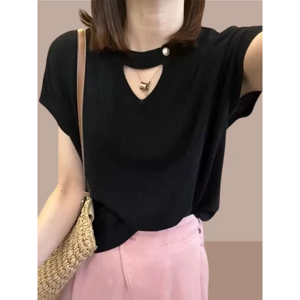 【玉姐家】设计感小众气质女神小衫镂空女士百搭 新选f1346 J03184