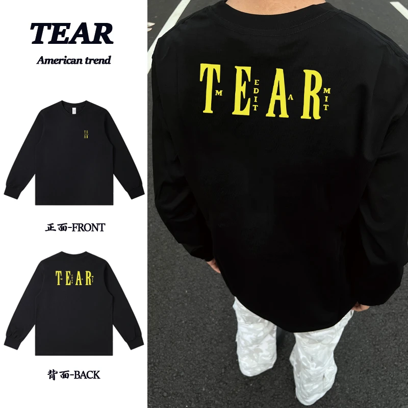 TEAR美式重磅纯棉字母印花潮流宽松ootd休闲百搭长袖T恤男女同款
