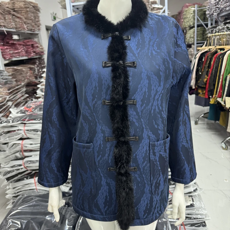 8199深蓝色款  新款新中式外套【深蓝圆】