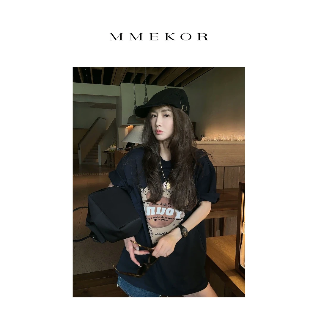 MMEKOR“熊小美”T恤 2025新款时髦书呆子百搭短袖 30070