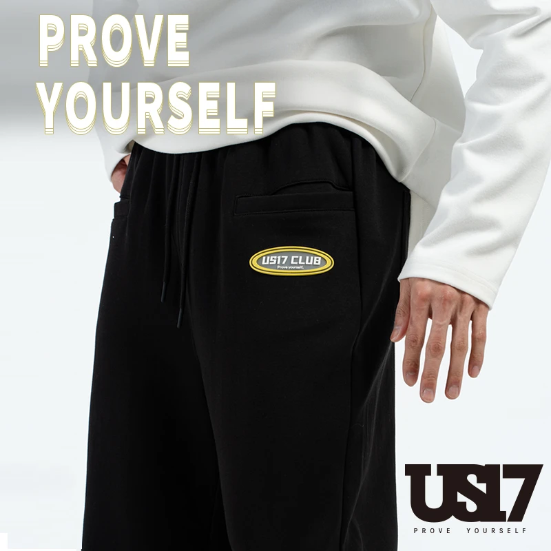 US17休闲裤春季运动时尚美式潮牌卫裤男重磅裤子宽松直筒运动裤